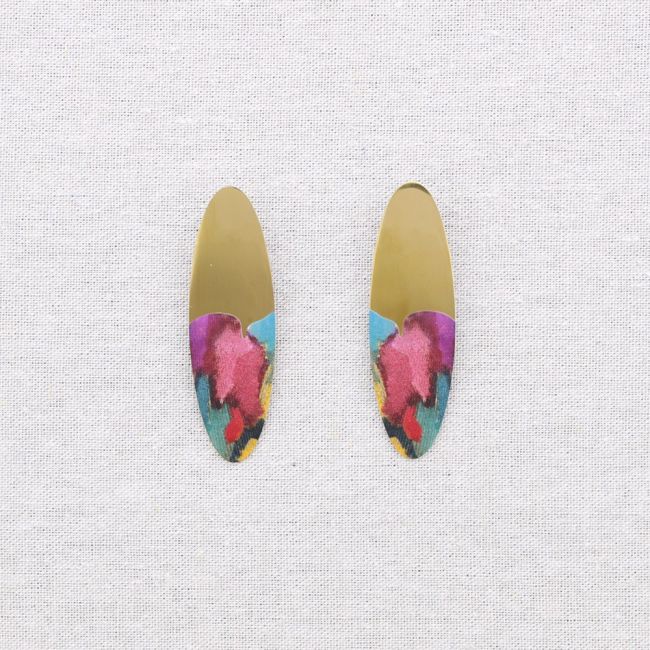 MEDIUM OVAL STEEL EARRINGS DRAWING