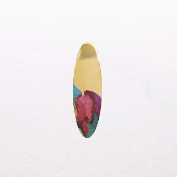 PENDIENTES ACERO OVALADO MEDIO DIBUJO