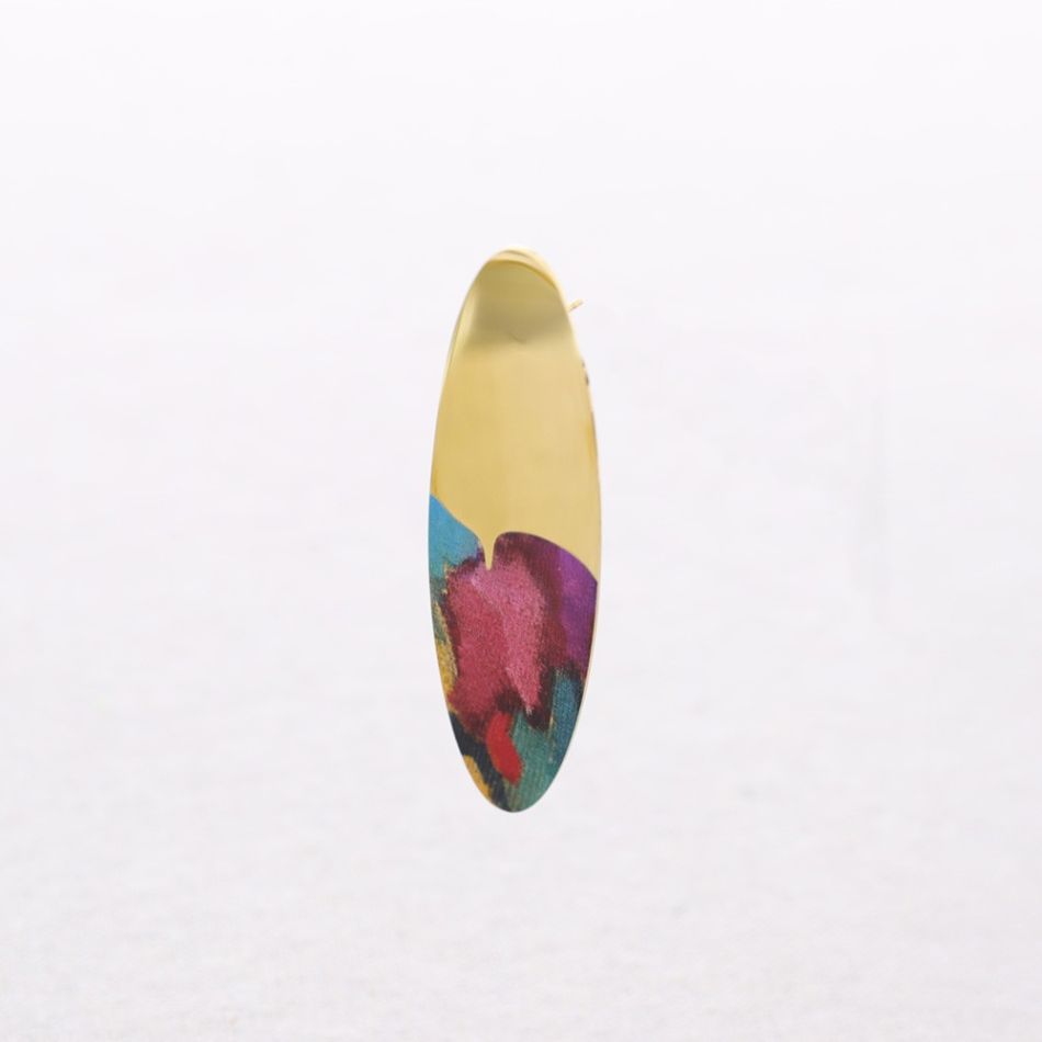 PENDIENTES ACERO OVALADO MEDIO DIBUJO