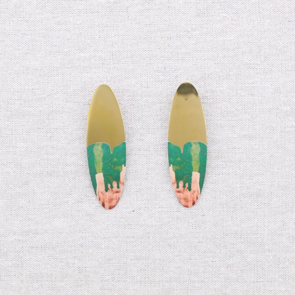 PENDIENTES ACERO OVALADO MEDIO DIBUJO