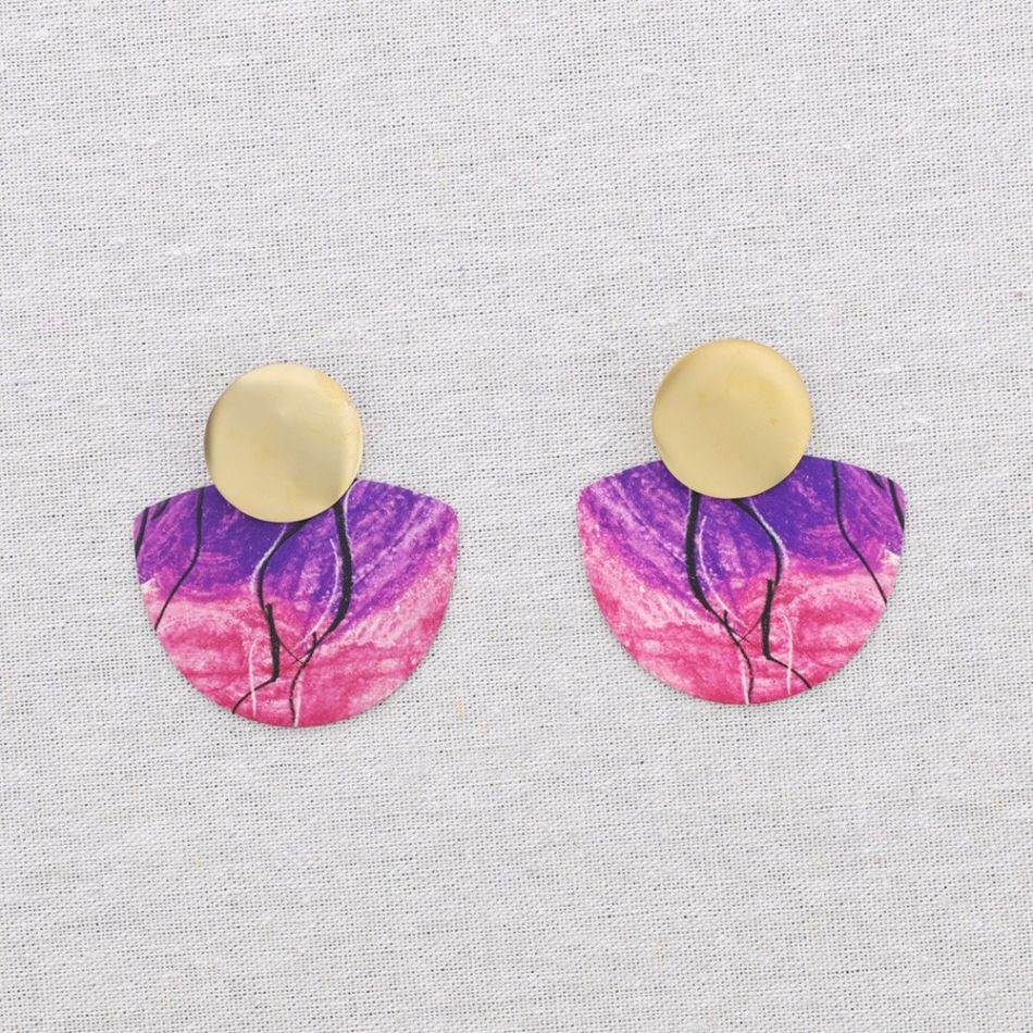 PENDIENTES ACERO FORMA ABANICO DIBUJO