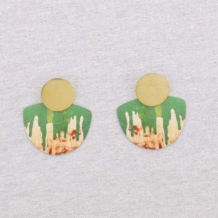 PENDIENTES ACERO FORMA ABANICO DIBUJO 2