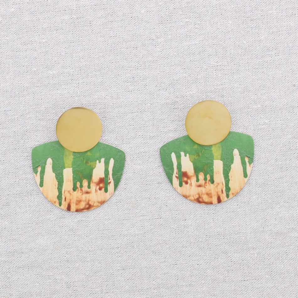 PENDIENTES ACERO FORMA ABANICO DIBUJO