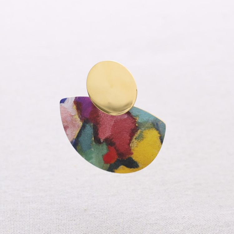 PENDIENTES ACERO FORMA ABANICO DIBUJO