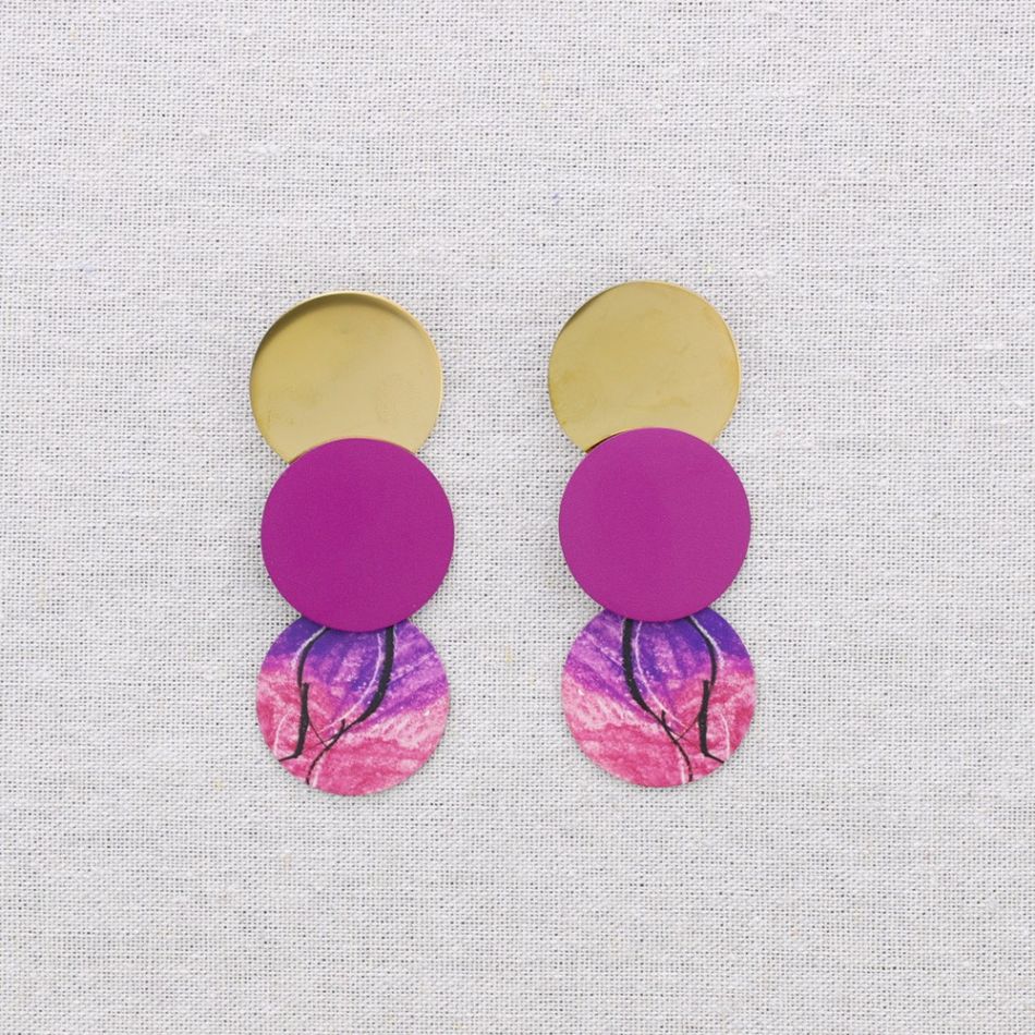 PENDIENTES ACERO TRIPLE MEDALLITA DIBUJO