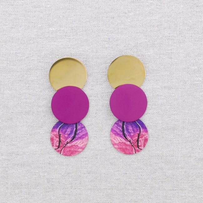 PENDIENTES ACERO TRIPLE MEDALLITA DIBUJO