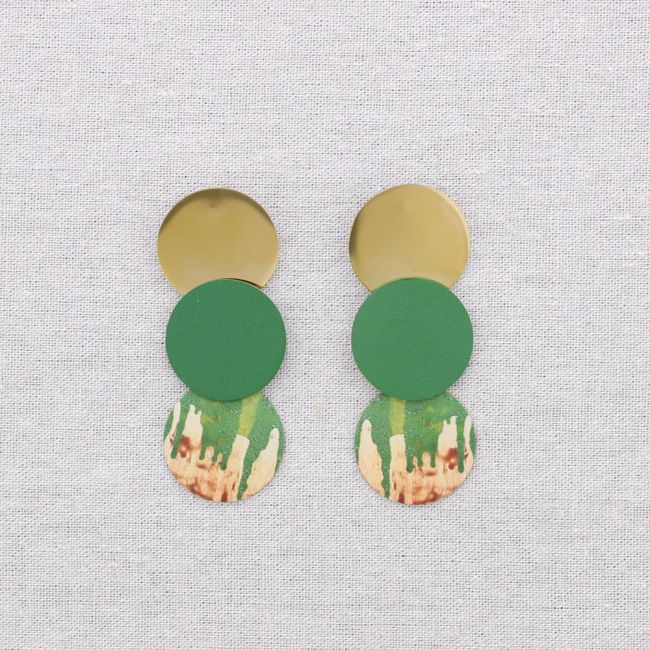 PENDIENTES ACERO TRIPLE MEDALLITA DIBUJO