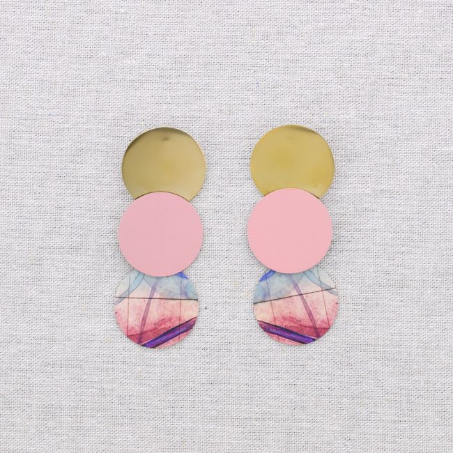 PENDIENTES ACERO TRIPLE MEDALLITA DIBUJO
