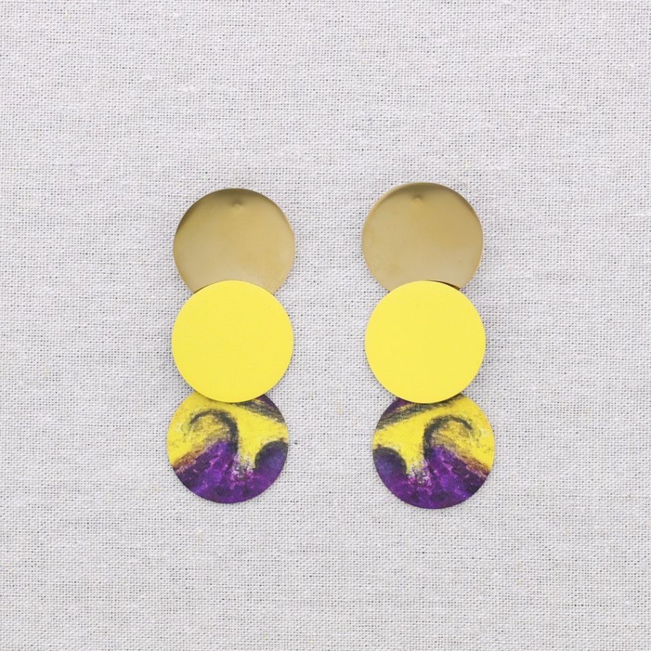 PENDIENTES ACERO TRIPLE MEDALLITA DIBUJO