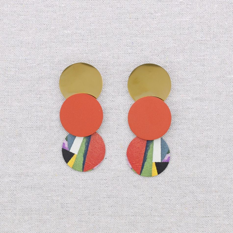 PENDIENTES ACERO TRIPLE MEDALLITA DIBUJO