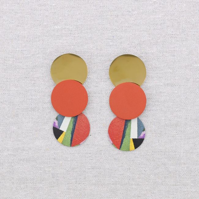 PENDIENTES ACERO TRIPLE MEDALLITA DIBUJO