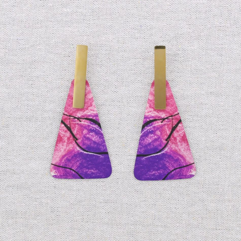 PENDIENTES ACERO COLGANTE TRIANGULAR DIBUJO