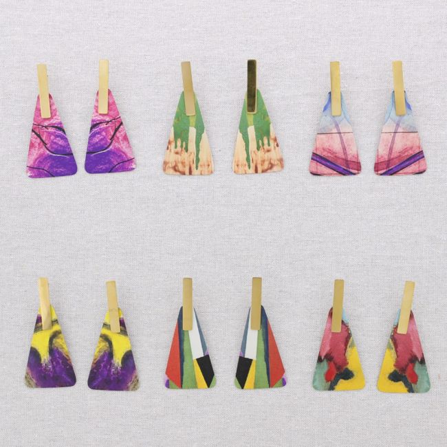 PENDIENTES ACERO COLGANTE TRIANGULAR DIBUJO