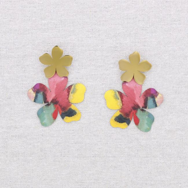 PENDIENTES ACERO DOBLE FLOR DIBUJO