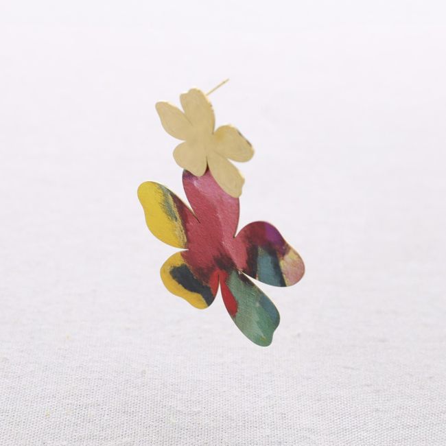 DOUBLE FLOWER STEEL EARRINGS DRAWING