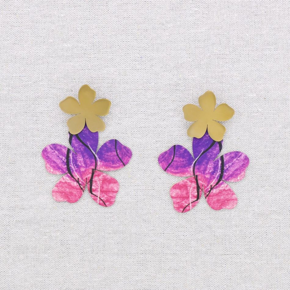 PENDIENTES ACERO DOBLE FLOR DIBUJO
