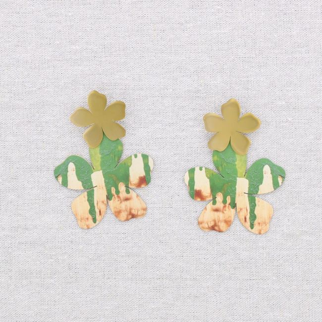 PENDIENTES ACERO DOBLE FLOR DIBUJO