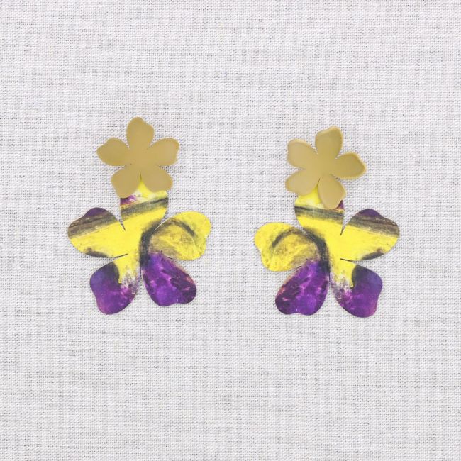 PENDIENTES ACERO DOBLE FLOR DIBUJO