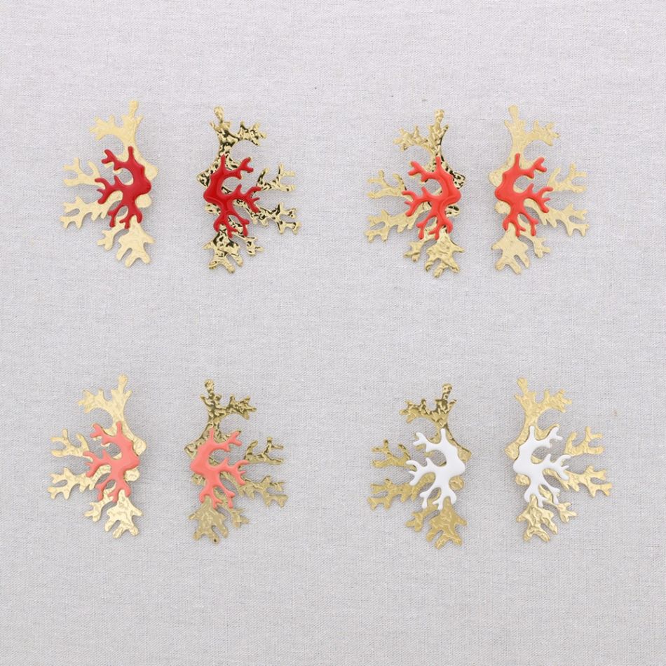 STEEL CORAL ENAMEL EARRINGS