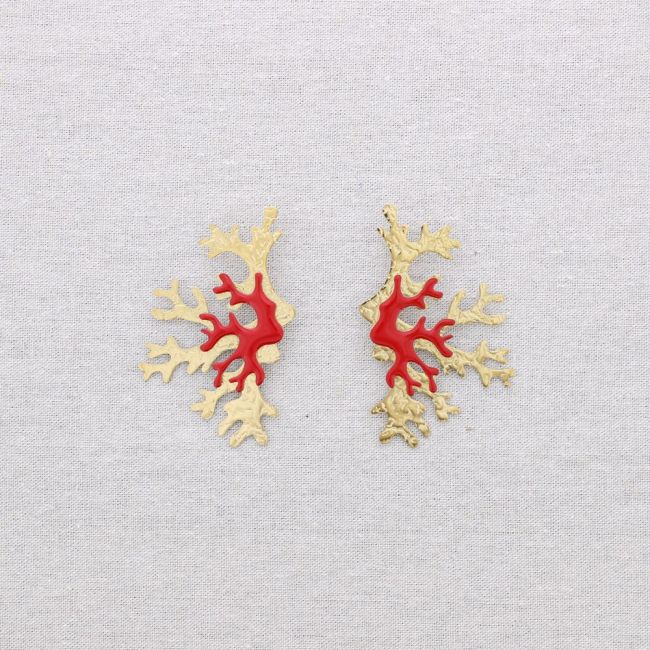 PENDIENTES ACERO CORAL ESMALTE