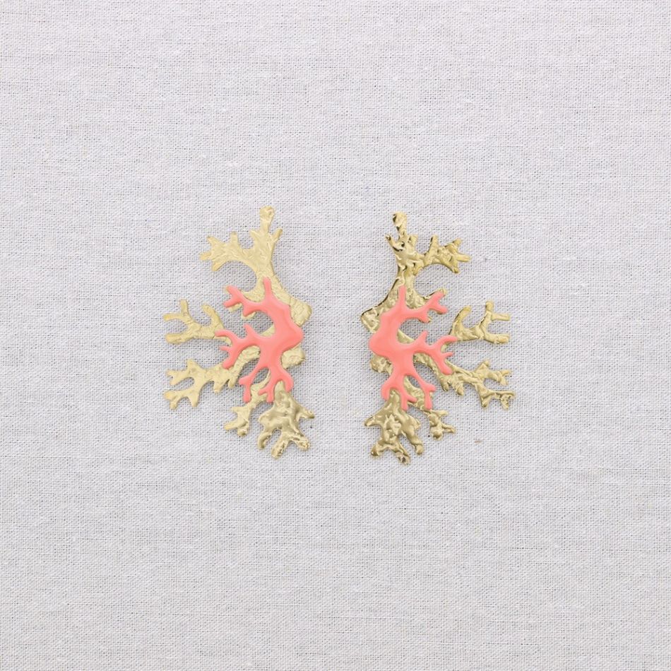 STEEL CORAL ENAMEL EARRINGS