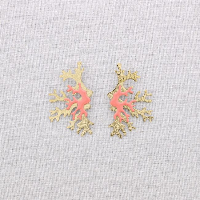PENDIENTES ACERO CORAL ESMALTE