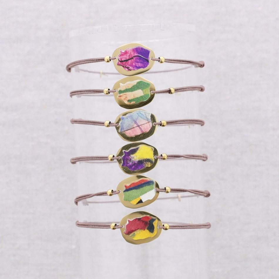 PULSERA ELÁSTICA MEDALLITA ACERO DIBUJO