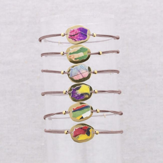 PULSERA ELÁSTICA MEDALLITA ACERO DIBUJO