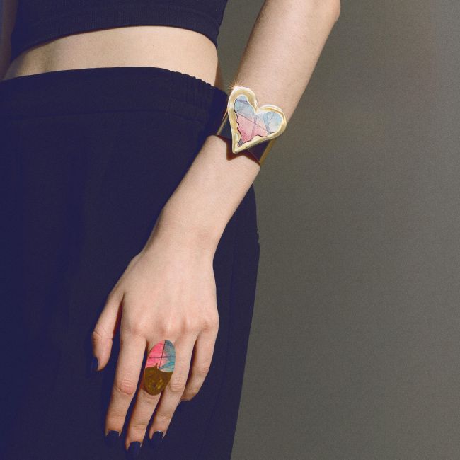 PULSERA ACERO AJUSTABLE CORAZÓN DIBUJO