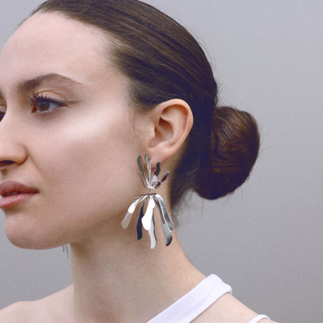 PENDIENTES ACERO DOBLE CORAL