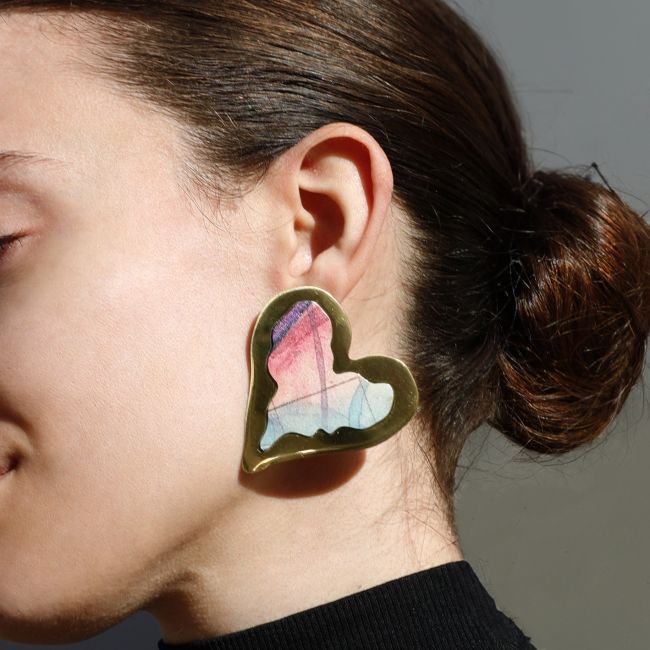PENDIENTES ACERO CORAZÓN DIBUJO