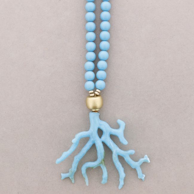 COLLAR LARGO BOLAS COLGANTE CORAL RESINA