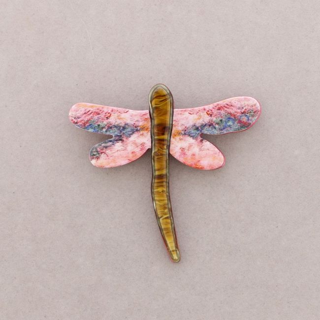 RESIN DRAWING DRAGONFLY BROOCH