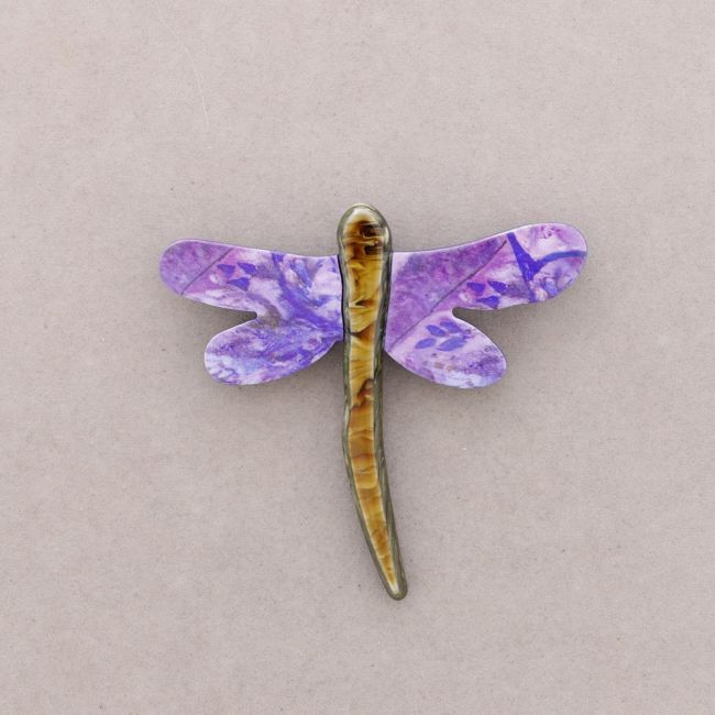 RESIN DRAWING DRAGONFLY BROOCH