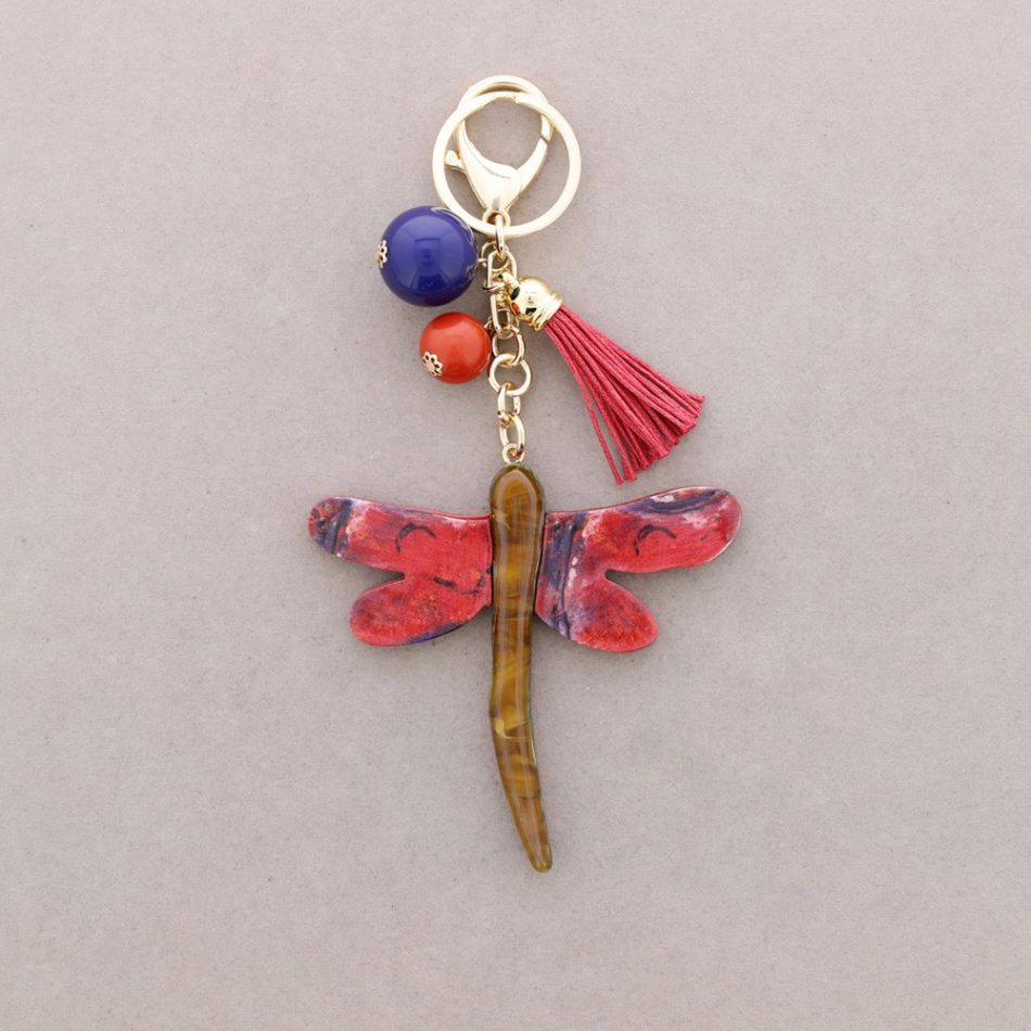 KEYRING RESIN DRAWING DRAGONFLY