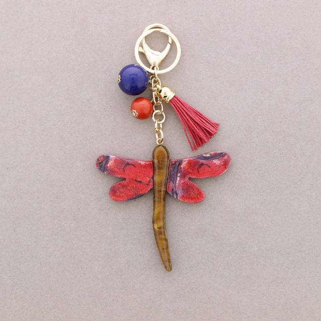 KEYRING RESIN DRAWING DRAGONFLY