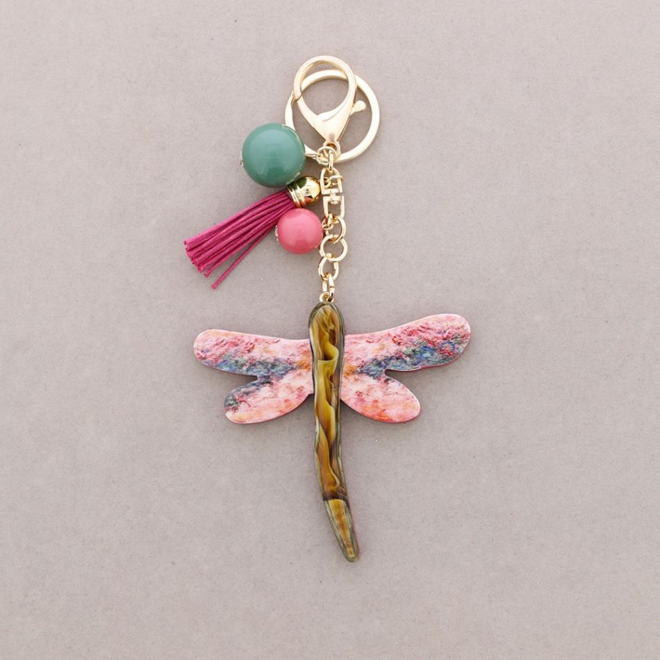 KEYRING RESIN DRAWING DRAGONFLY