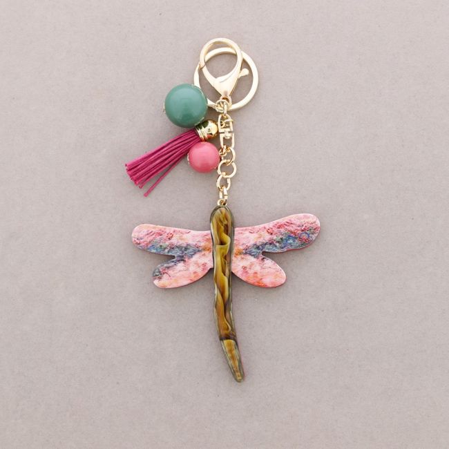 KEYRING RESIN DRAWING DRAGONFLY