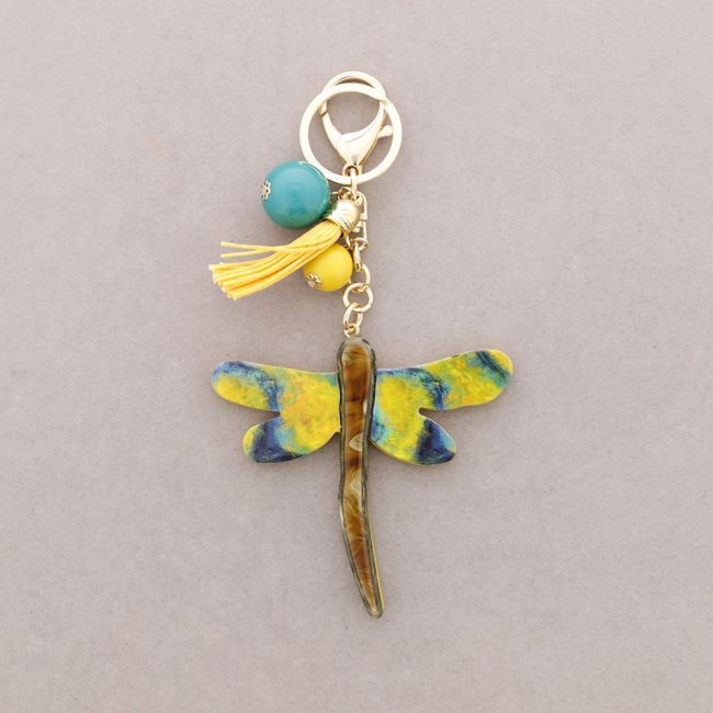 KEYRING RESIN DRAWING DRAGONFLY
