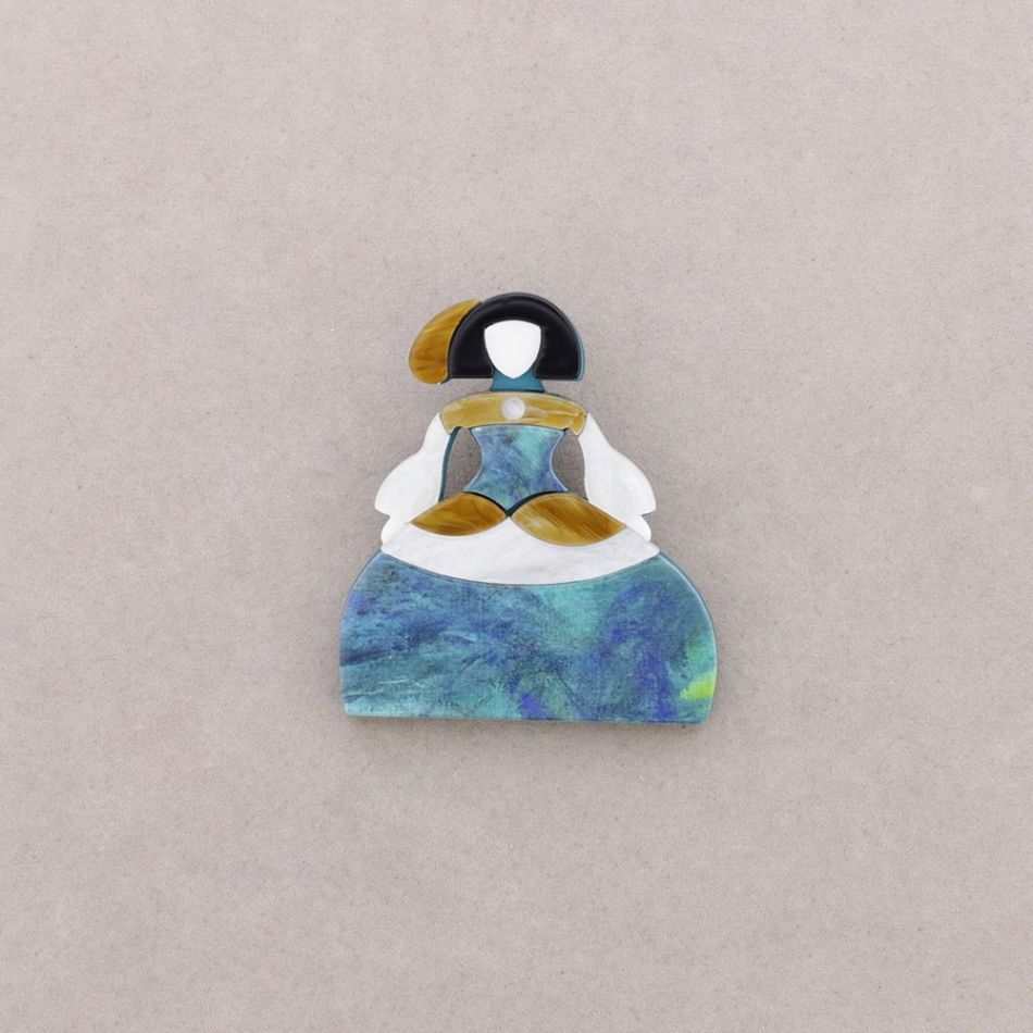 BROCHE MENINA RESINA DIBUJO