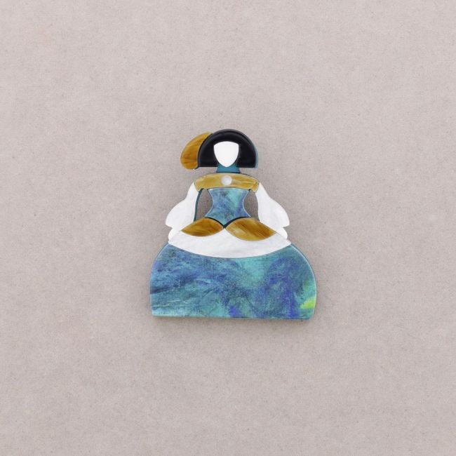 BROCHE MENINA RESINA DIBUJO