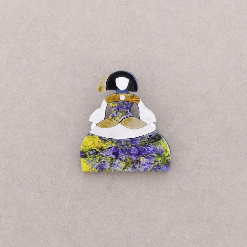 BROCHE MENINA RESINA DIBUJO