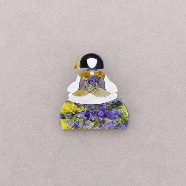BROCHE MENINA RESINA DIBUJO