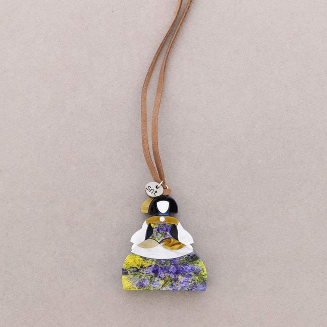 LONG NECKLACE PENDANT MENINA RESIN DRAWING