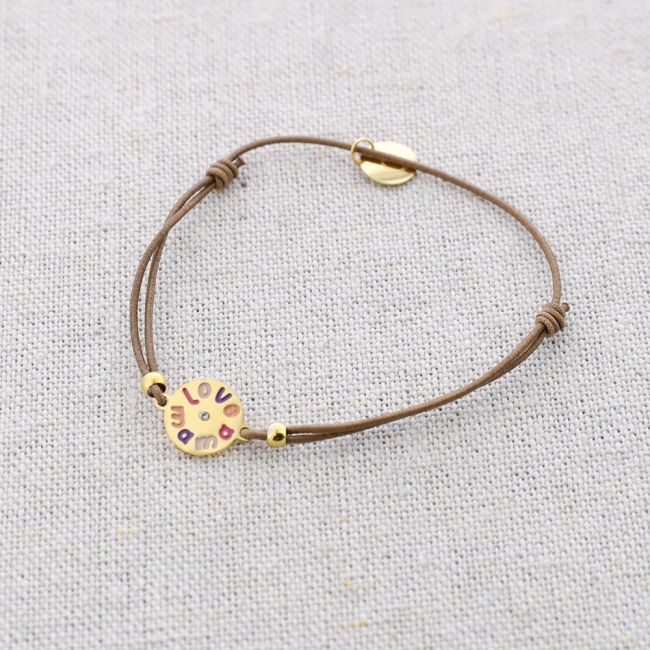 ELASTIC STEEL BRACELET WITH LOVE MOM MEDAL