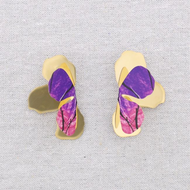 PENDIENTES ACERO MEDIA FLOR DIBUJO