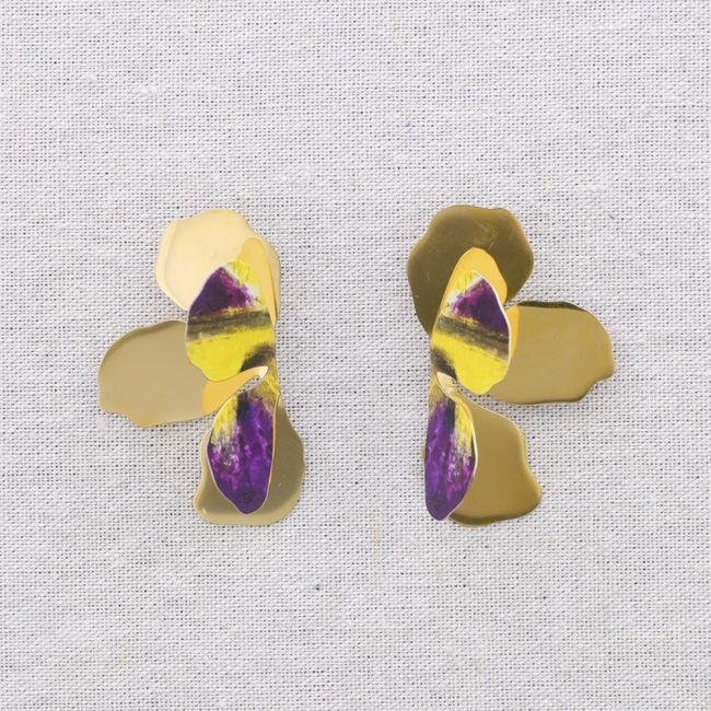 PENDIENTES ACERO MEDIA FLOR DIBUJO