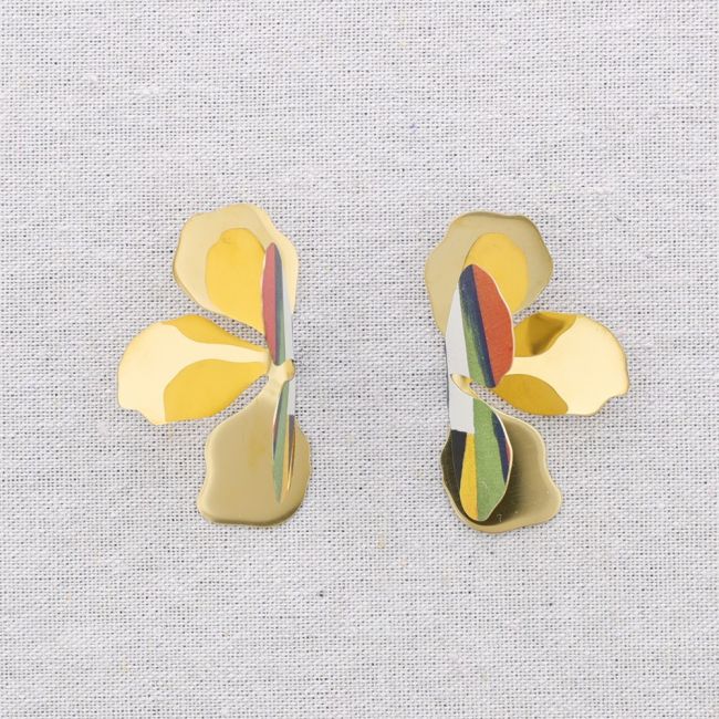 PENDIENTES ACERO MEDIA FLOR DIBUJO