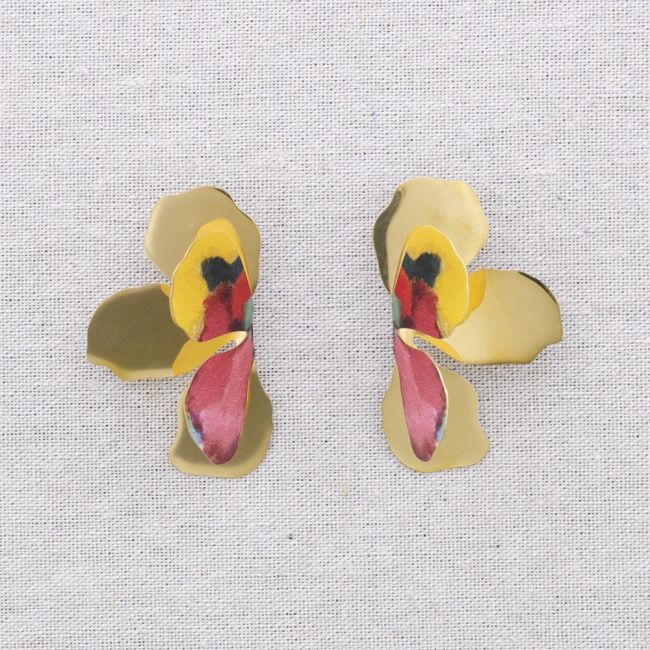 PENDIENTES ACERO MEDIA FLOR DIBUJO