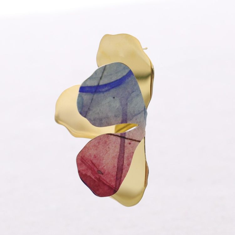 PENDIENTES ACERO MEDIA FLOR DIBUJO